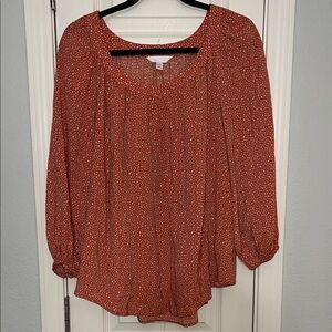 Lauren Conrad Rust 3/4 Sleeve Blouse